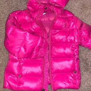 Ralph Lauren, hooded, pink girls puffy coat.